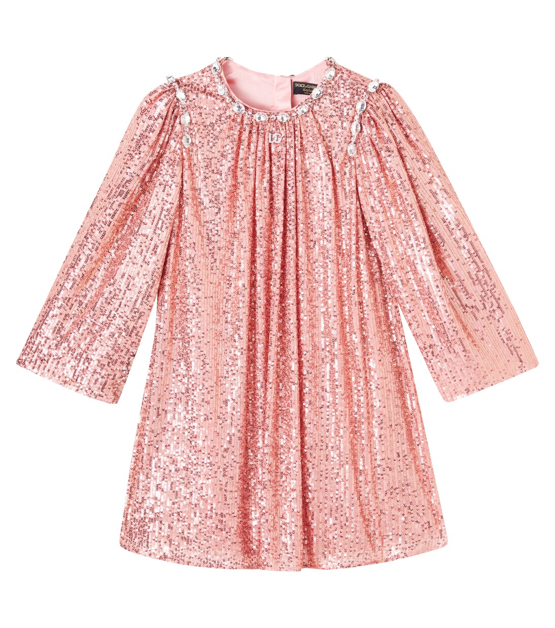 Kleid DG mit Pailletten und Kristallen | Dolce&Gabbana Kids