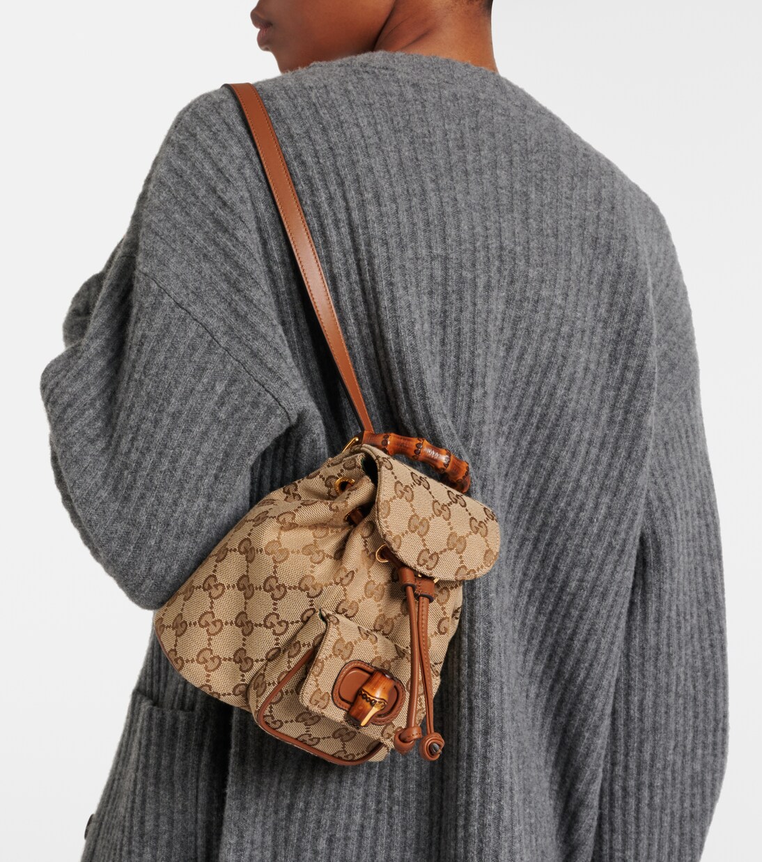 Rucksack Bamboo Medium aus Canvas mit Leder | Gucci