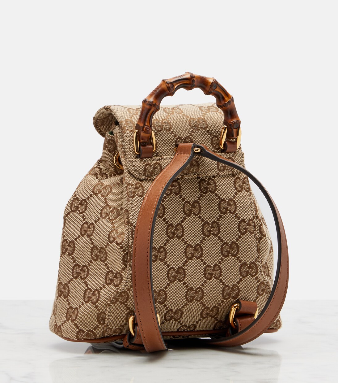 Rucksack Bamboo Medium aus Canvas mit Leder | Gucci