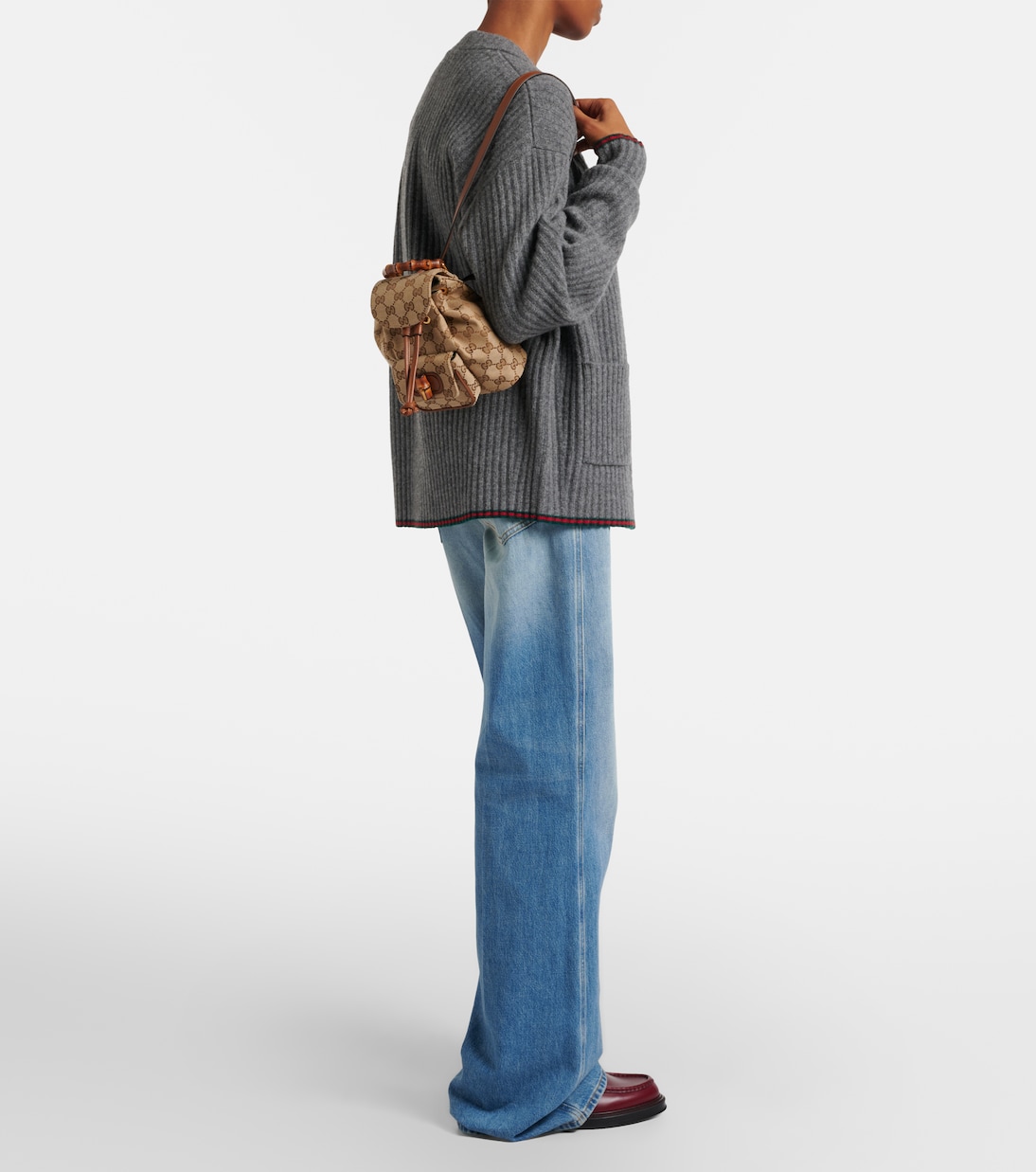 Rucksack Bamboo Medium aus Canvas mit Leder | Gucci