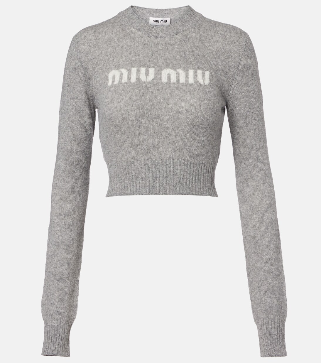 Logo cropped wool and cashmere sweater | Miu Miu