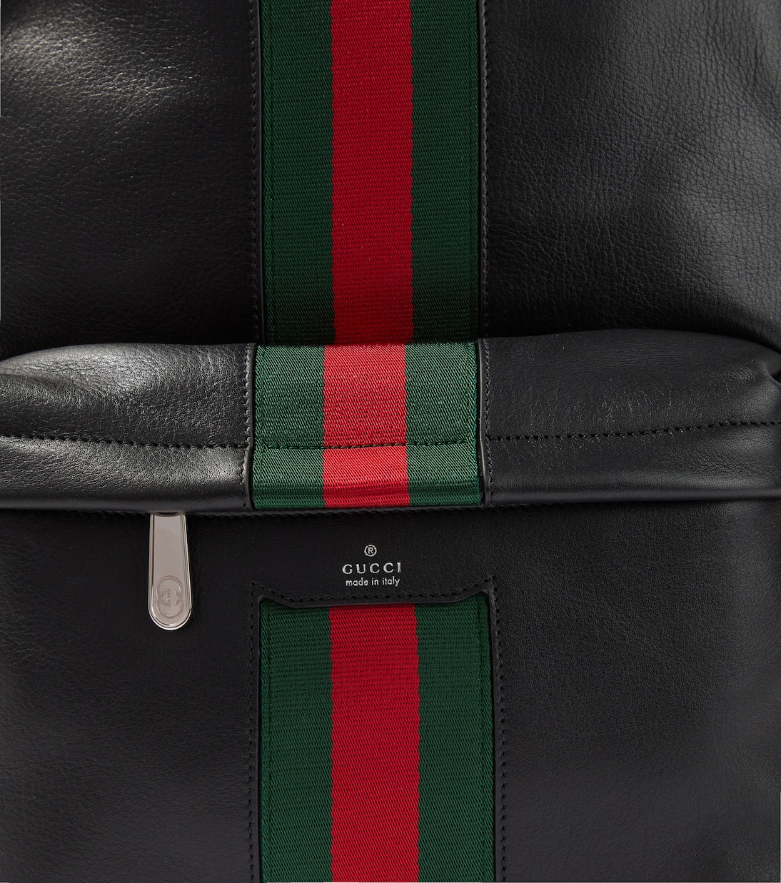 Web Stripe leather backpack | Gucci