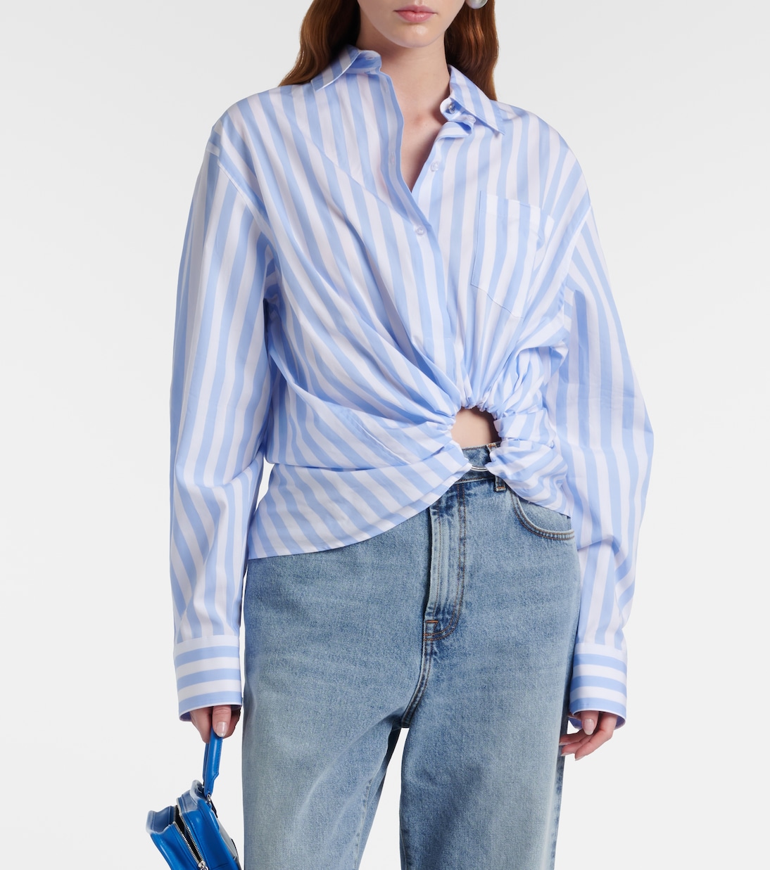 Palmizi cutout striped cotton poplin shirt | Sportmax