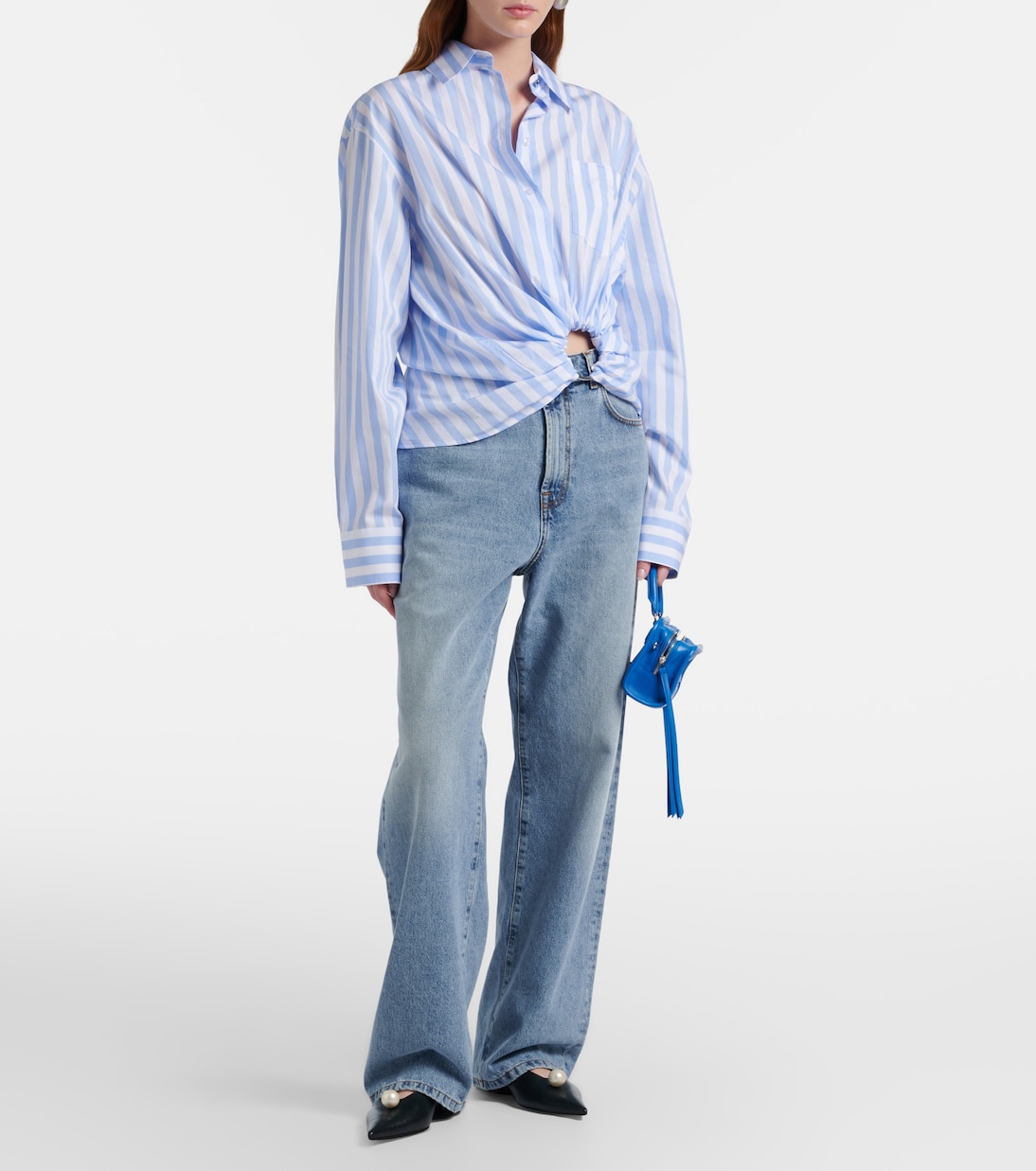 Palmizi cutout striped cotton poplin shirt | Sportmax