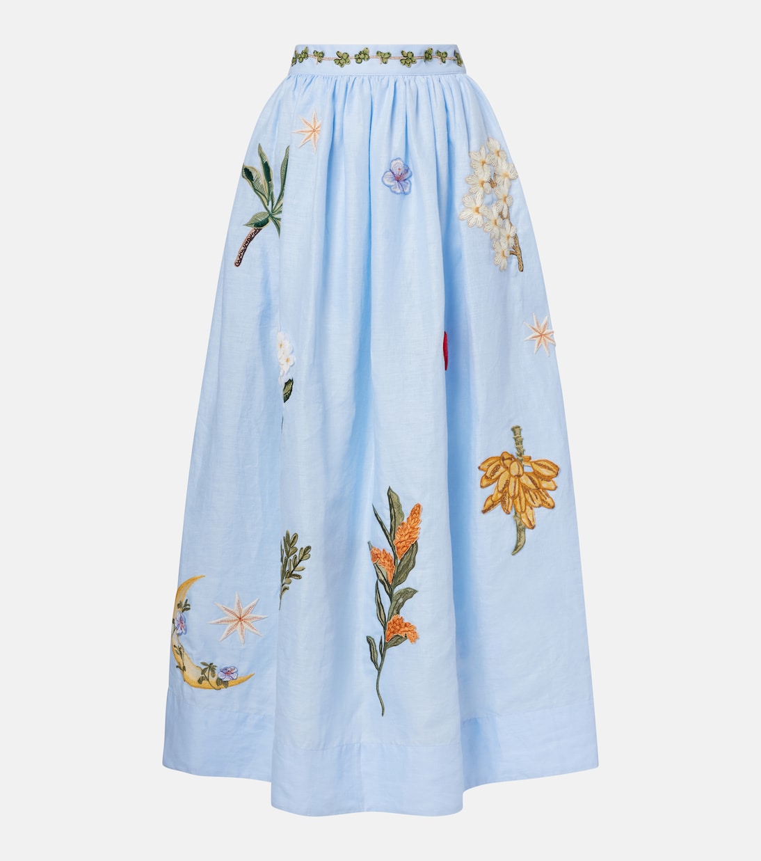 Tangelo appliqué linen maxi skirt | Agua by Agua Bendita