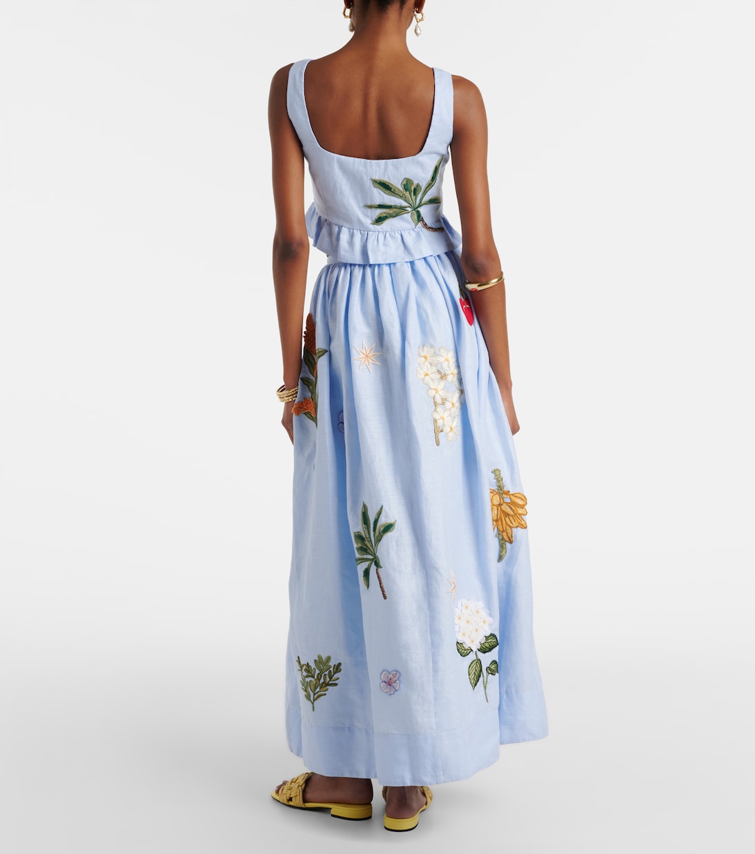 Tangelo appliqué linen maxi skirt | Agua by Agua Bendita