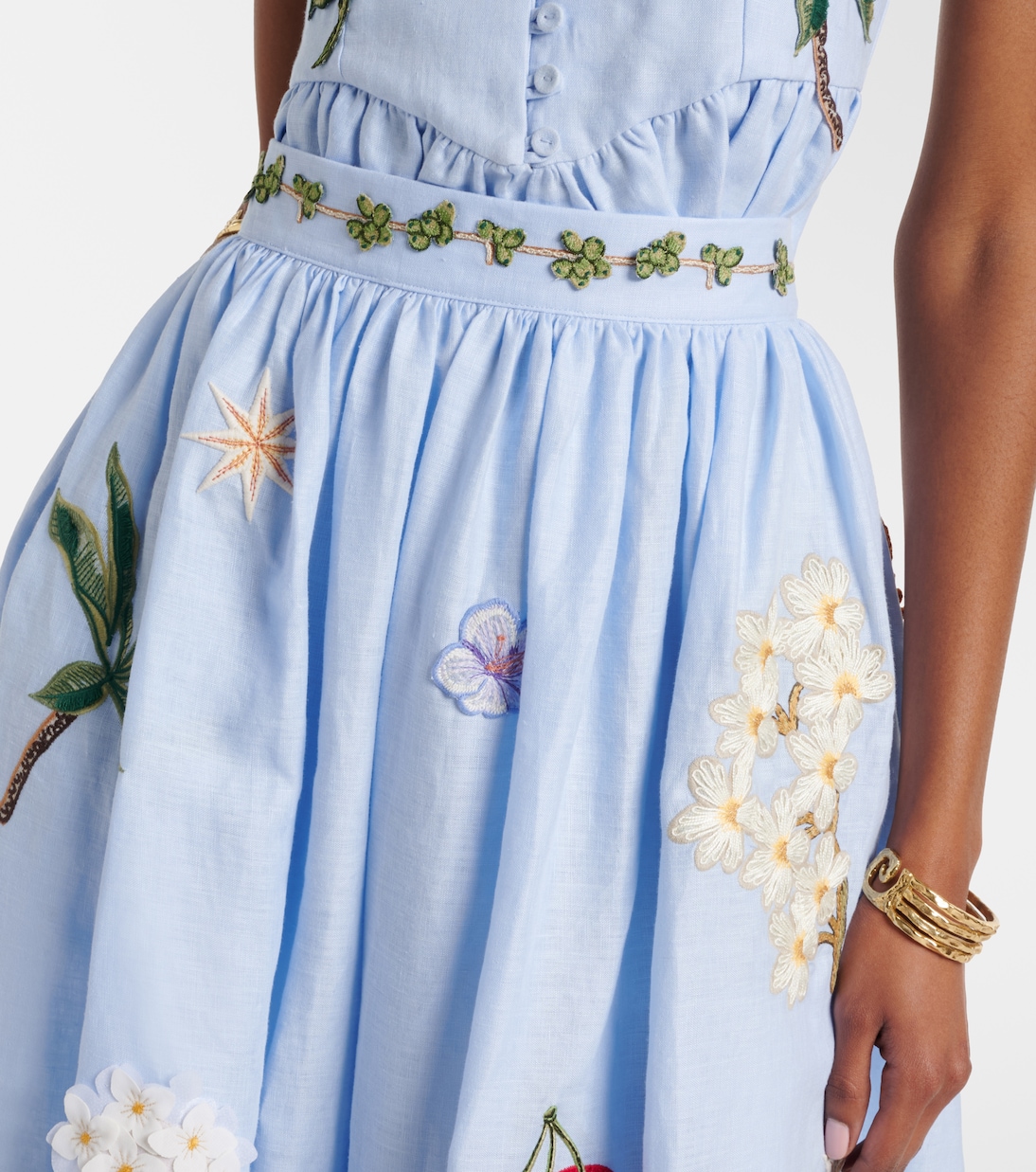 Tangelo appliqué linen maxi skirt | Agua by Agua Bendita