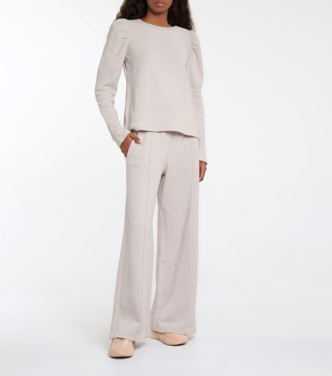 Cotton high-rise wide-leg pants | Velvet