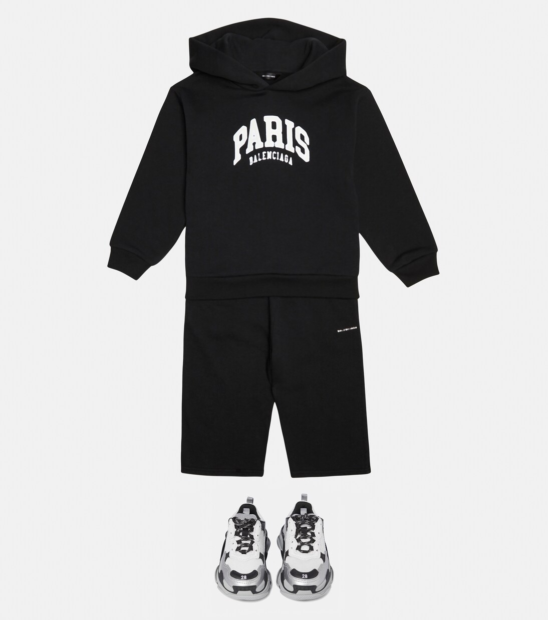 Logo cotton hoodie in black Balenciaga Kids Mytheresa