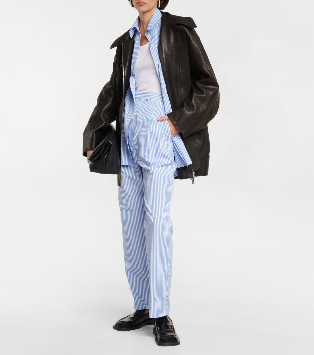 Bea pinstriped high-rise cotton suit pants | The Frankie Shop