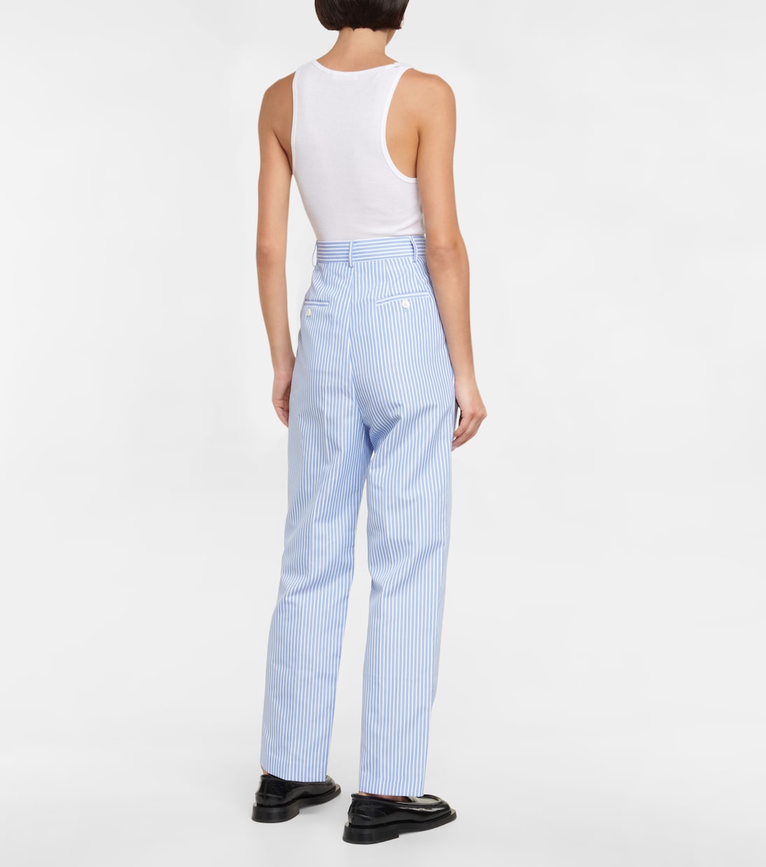 Bea pinstriped high-rise cotton suit pants | The Frankie Shop