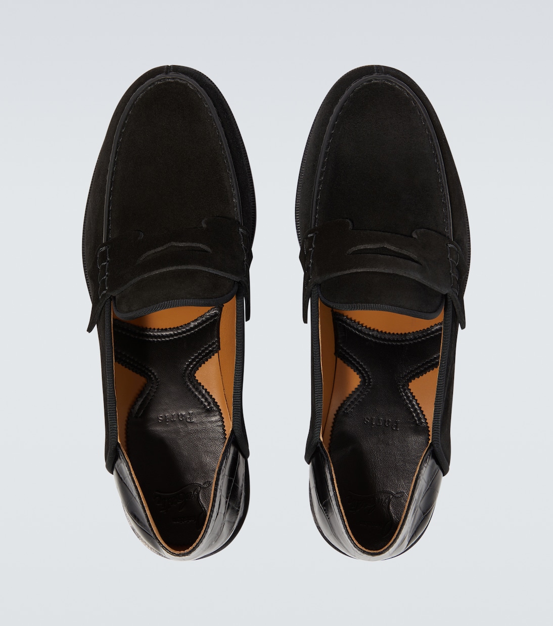 Penny No Back suede and croc-effect loafers | Christian Louboutin