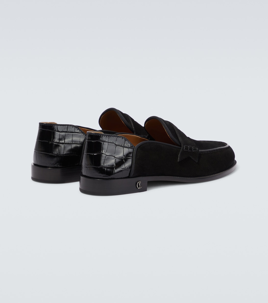 Penny No Back suede and croc-effect loafers | Christian Louboutin