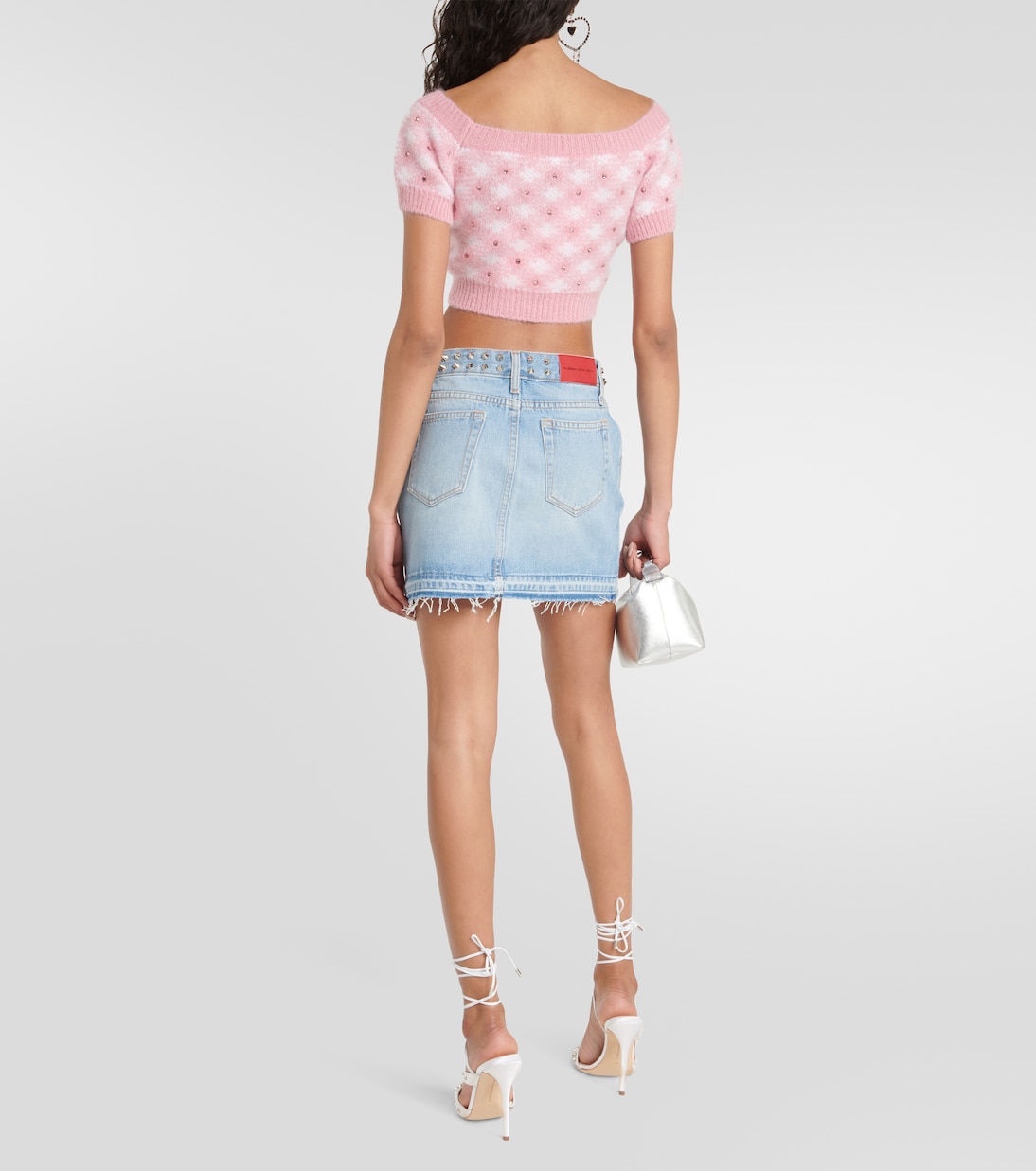 Mini-jupe en jean à ornements | Alessandra Rich