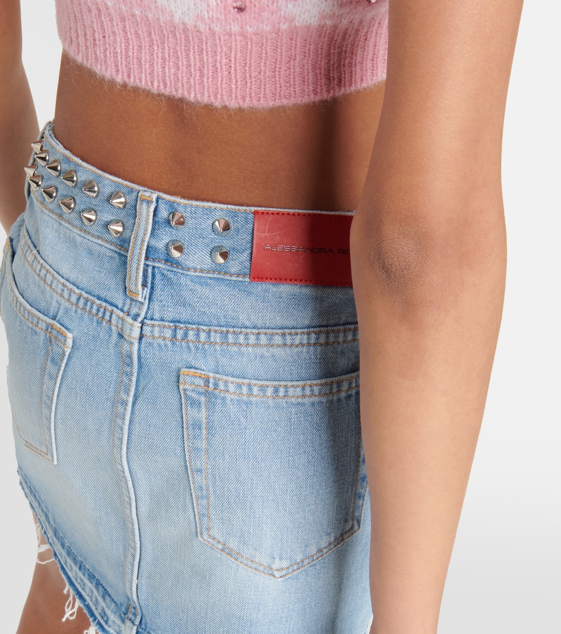 Mini-jupe en jean à ornements | Alessandra Rich