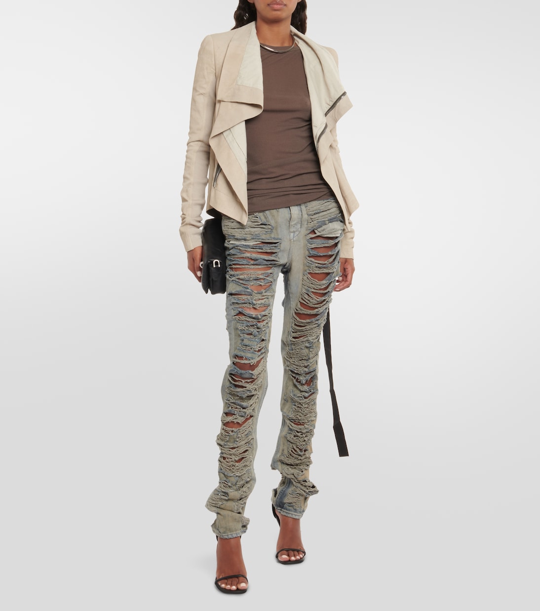 DRKSHDW distressed low-rise jeans | Rick Owens
