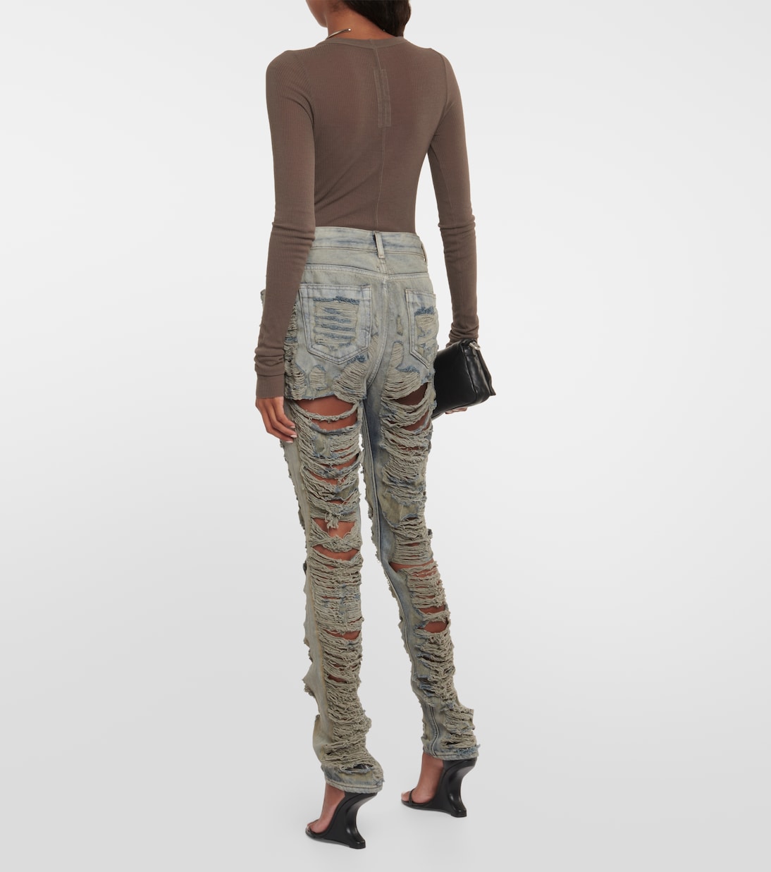 DRKSHDW distressed low-rise jeans | Rick Owens