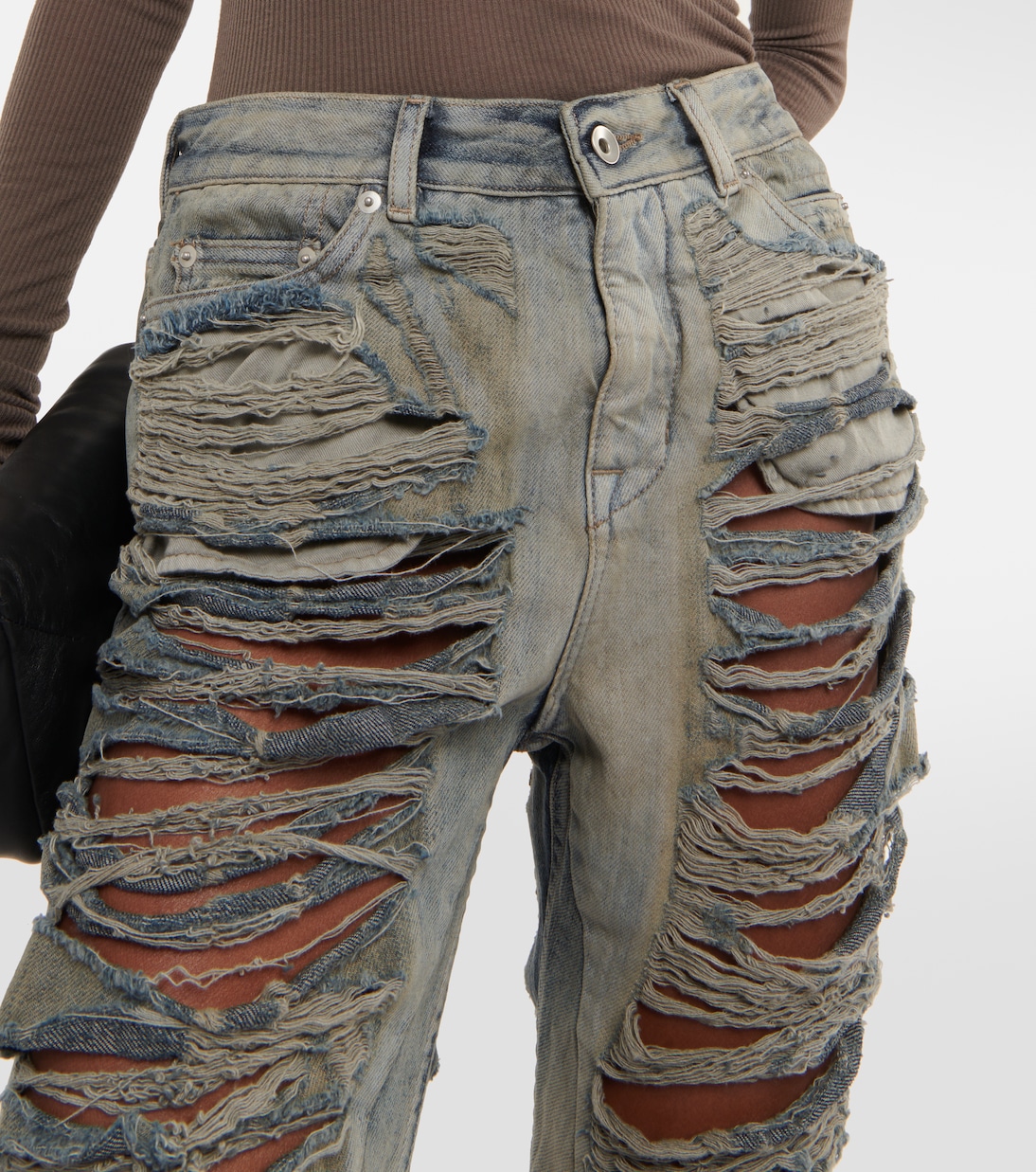 DRKSHDW distressed low-rise jeans | Rick Owens