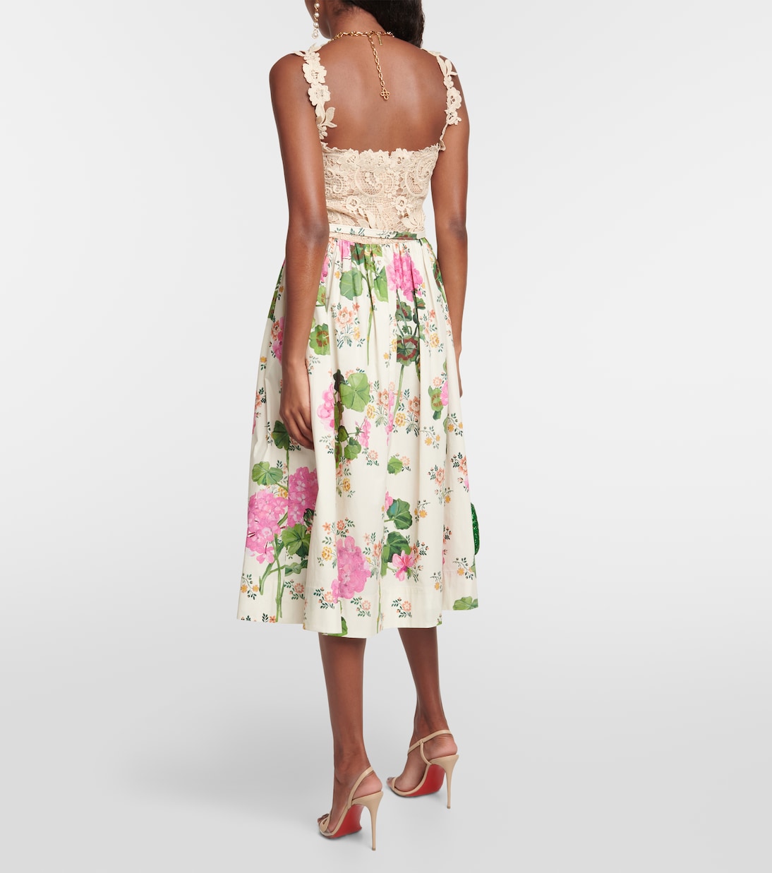 Vestido midi en encaje de guipur floral | Oscar de la Renta