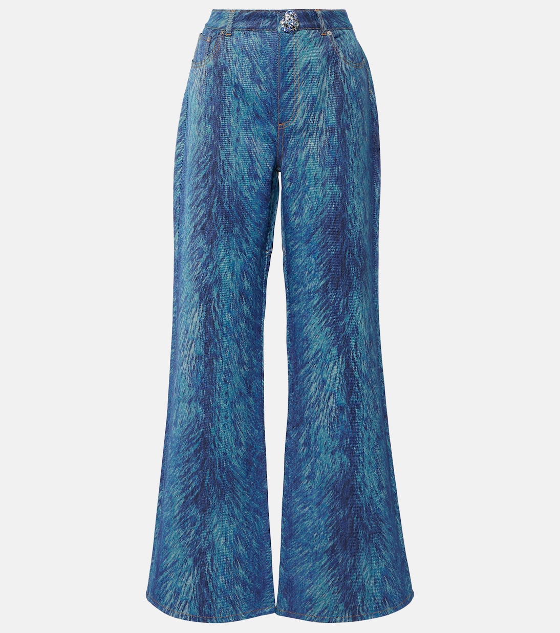 Embellished fur-print flared jeans | Area