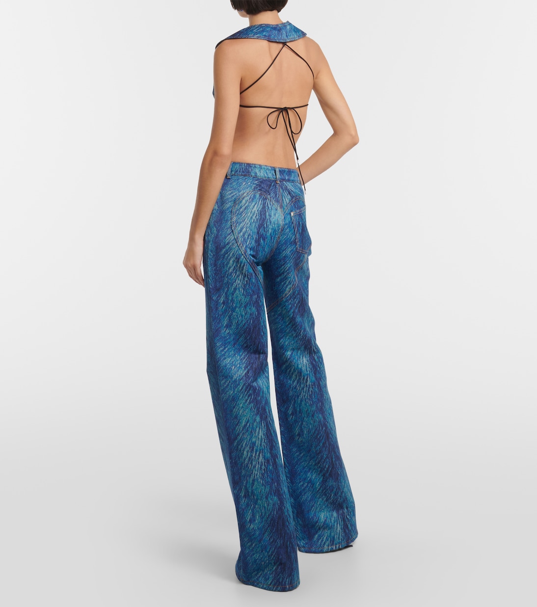 Embellished fur-print flared jeans | Area