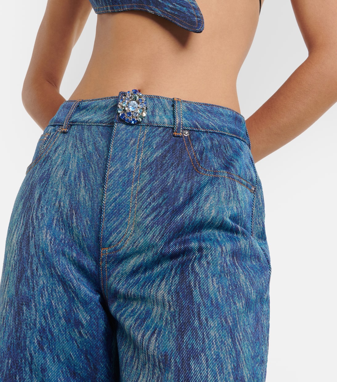 Embellished fur-print flared jeans | Area