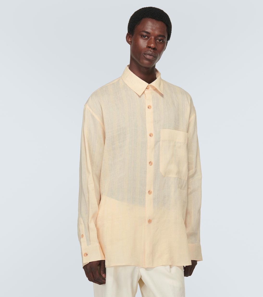 Camicia in lino e seta a righe | King & Tuckfield