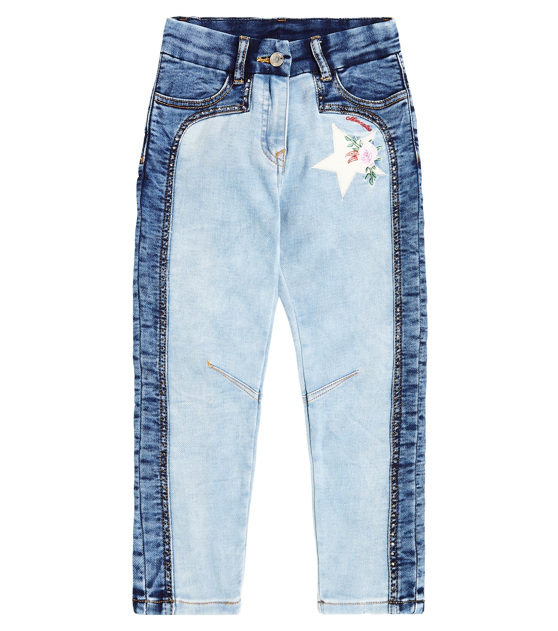 Jeans con ricamo e cristalli | Monnalisa
