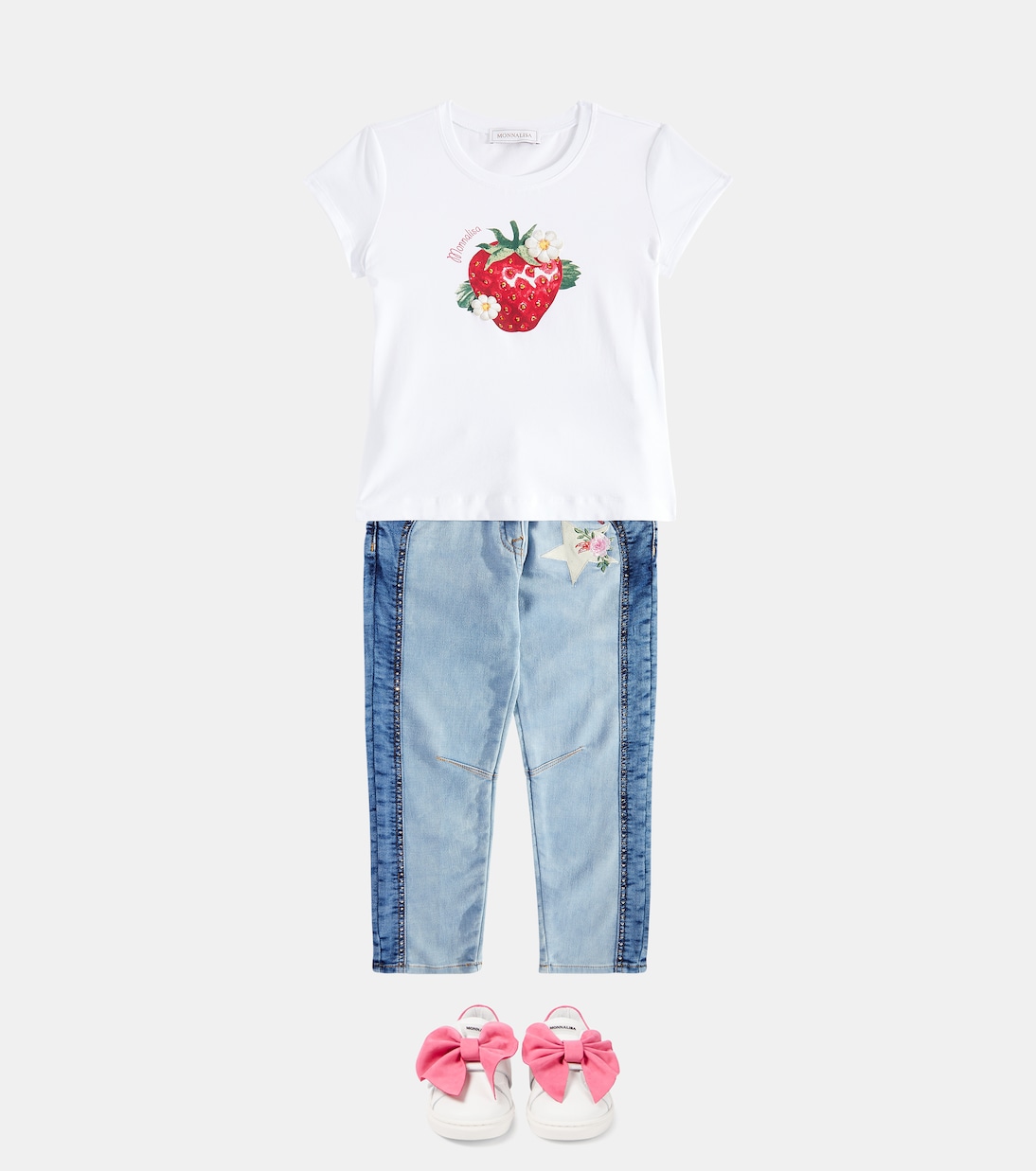 Jeans con ricamo e cristalli | Monnalisa