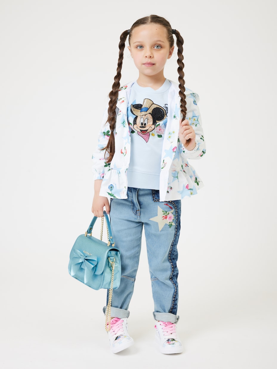 Jeans con ricamo e cristalli | Monnalisa