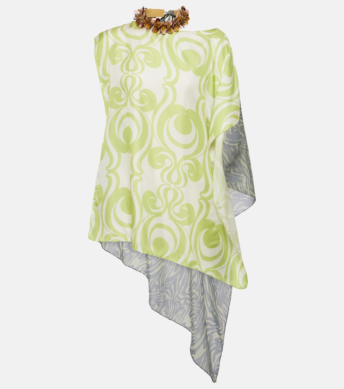 Printed silk-blend twill top  | Dries Van Noten