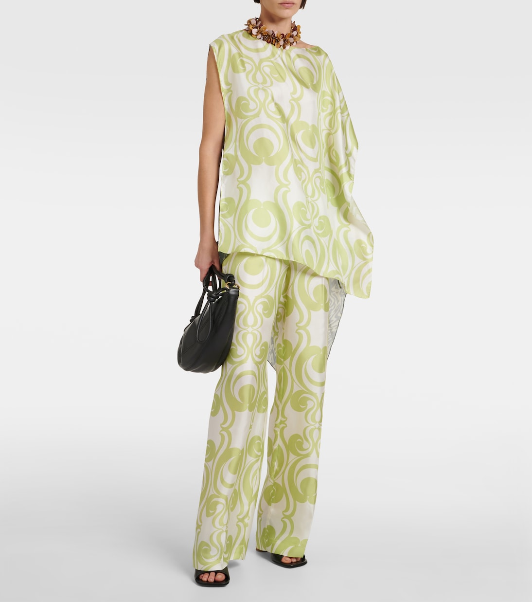 Printed silk-blend twill top  | Dries Van Noten
