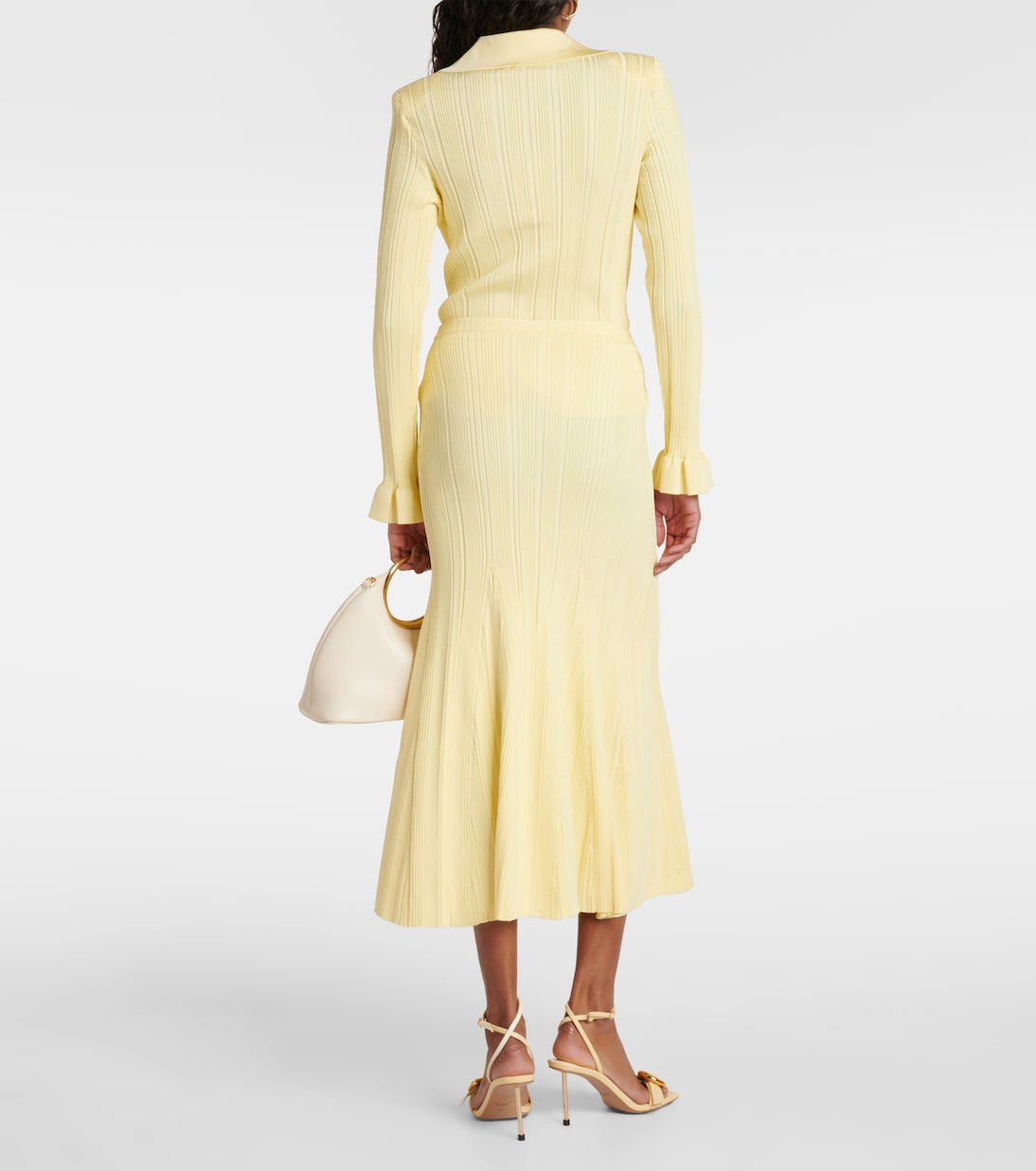 Ribbed-knit flared midi skirt | Self-Portrait