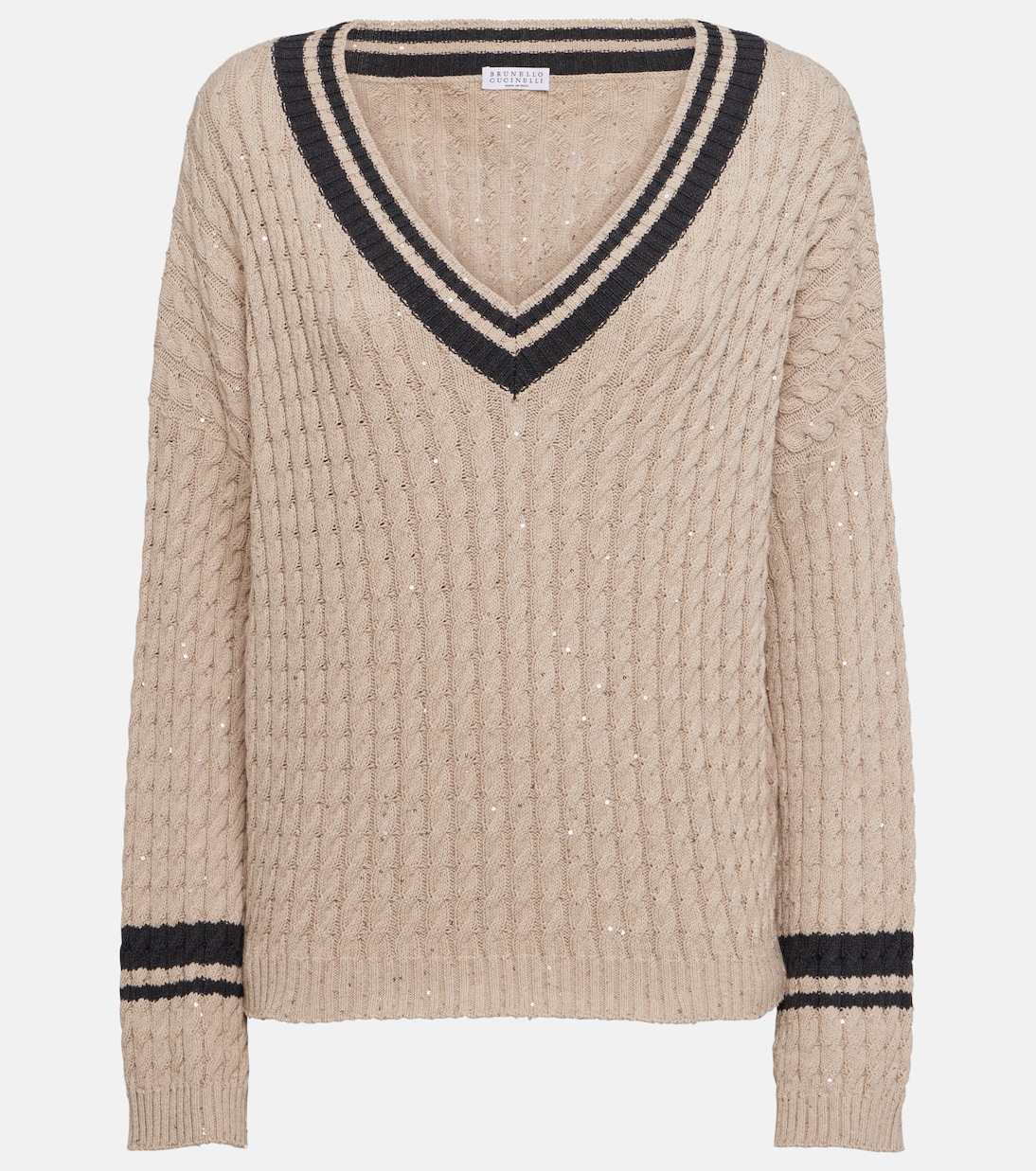 Pull en coton mélangé à sequins | Brunello Cucinelli