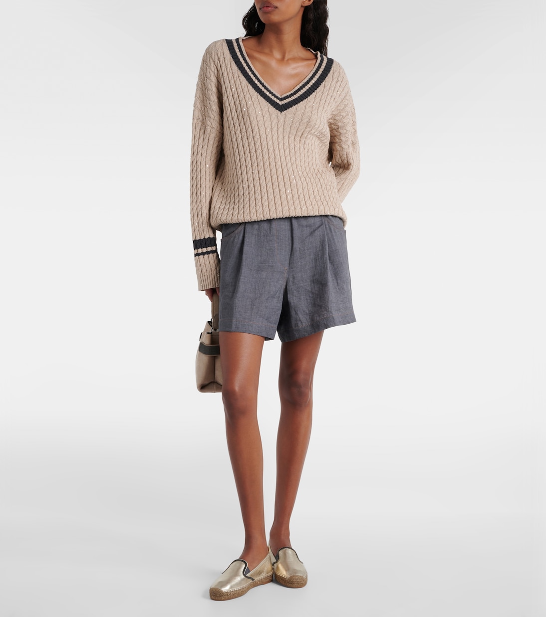 Pull en coton mélangé à sequins | Brunello Cucinelli