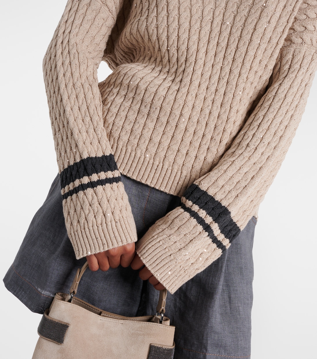 Pull en coton mélangé à sequins | Brunello Cucinelli