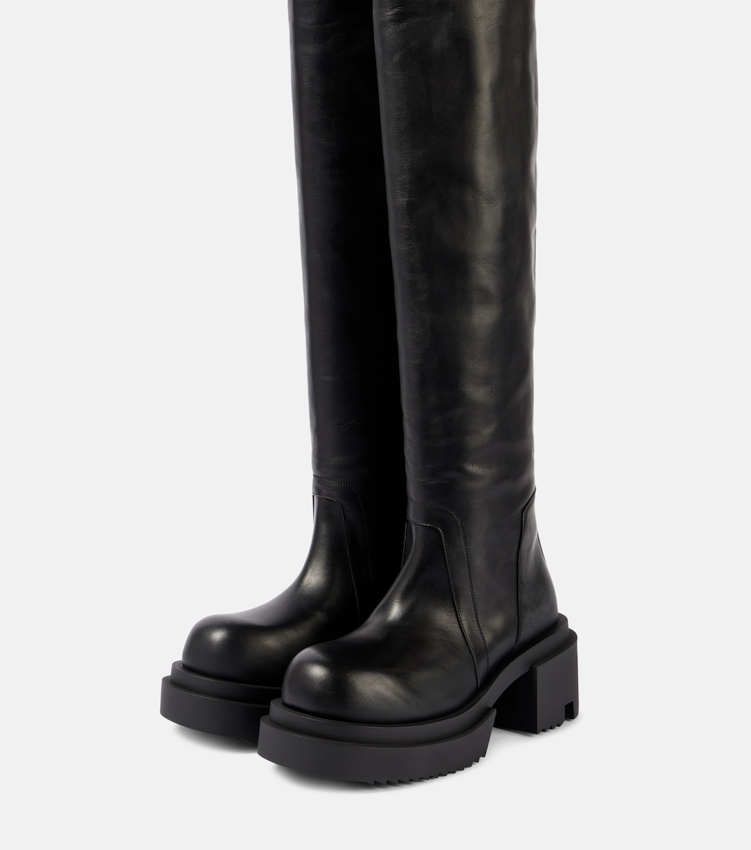 Wader leather over-the-knee boots | Rick Owens