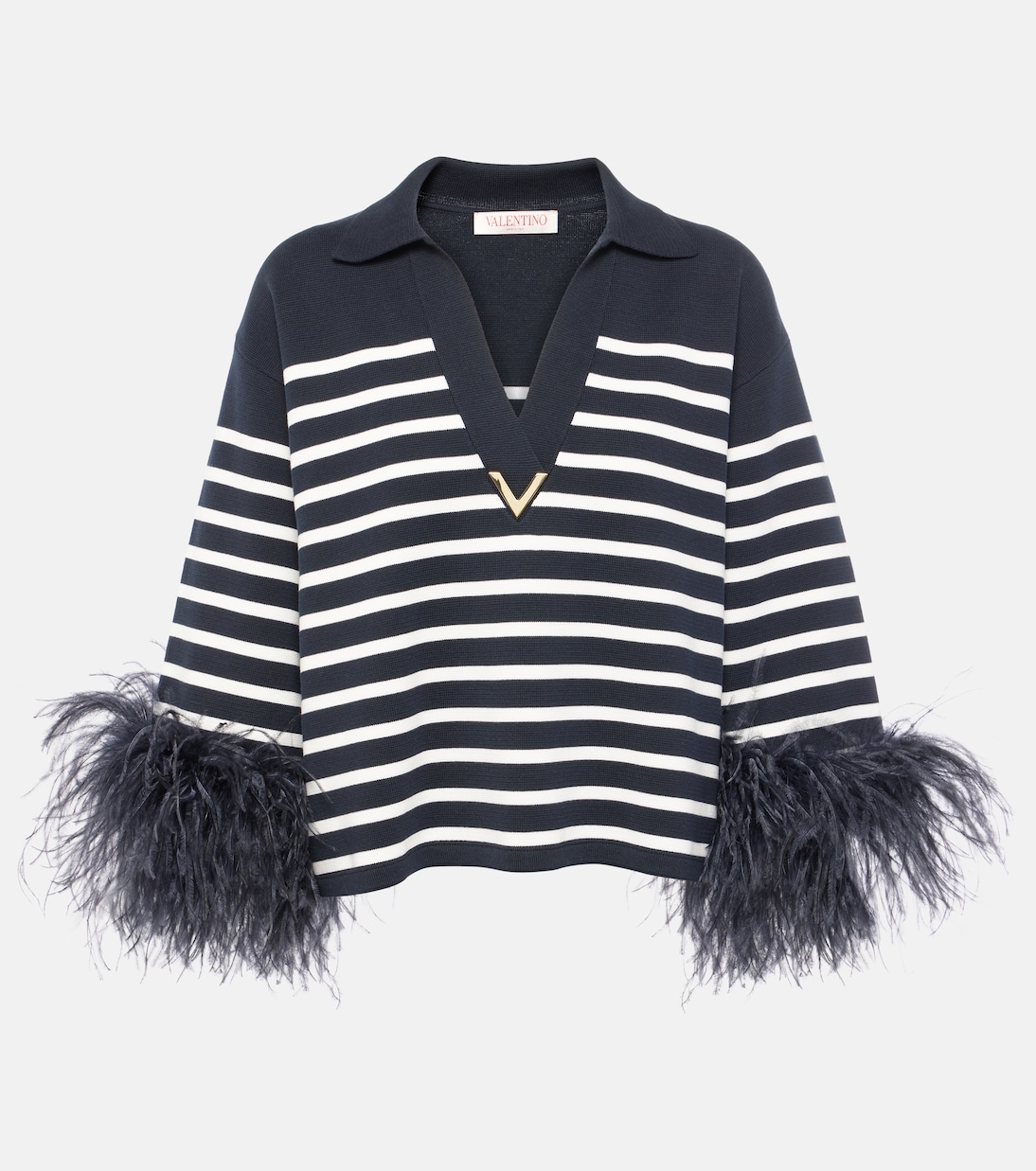 Pullover VGold in cotone con piume | Valentino