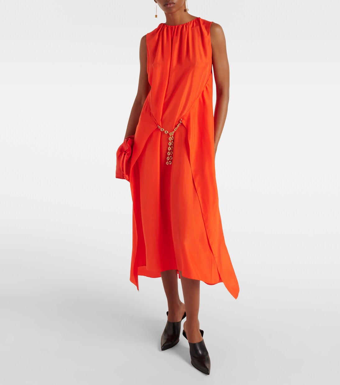 Chain-detail silk midi dress | Loewe