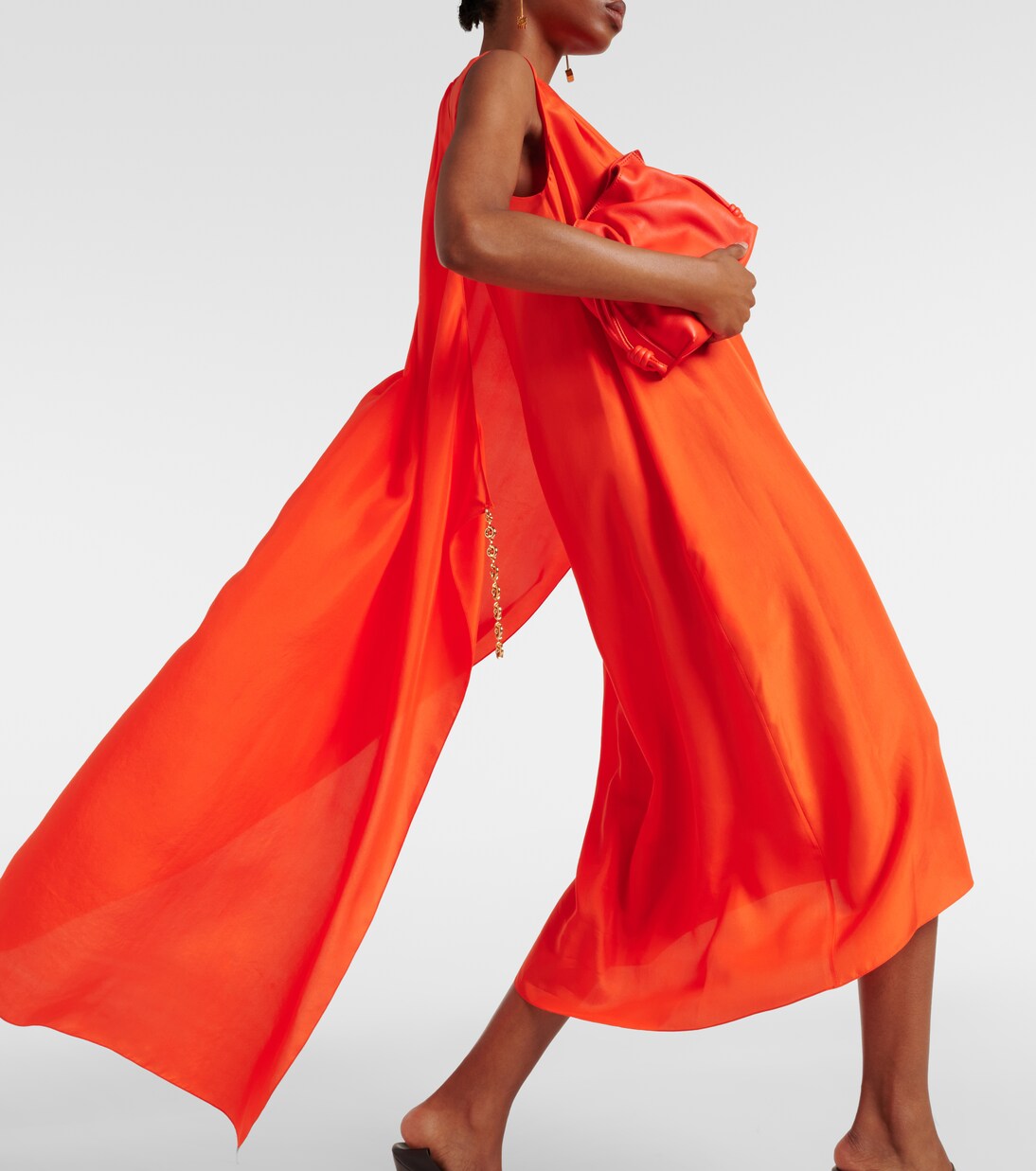 Chain-detail silk midi dress | Loewe