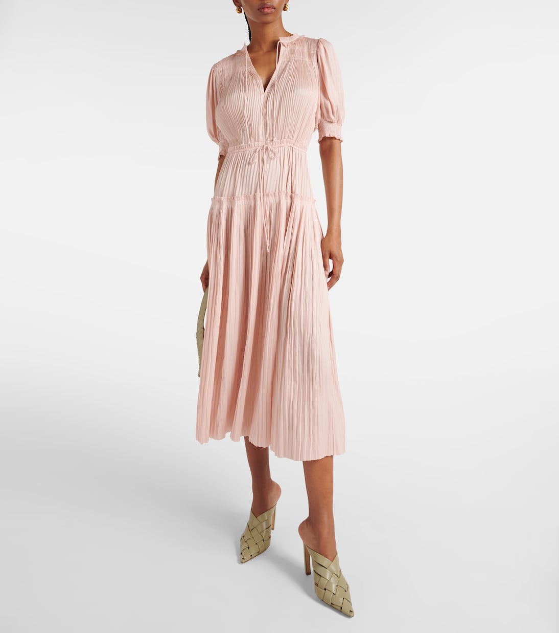 Astrid plissé satin midi dress | Ulla Johnson