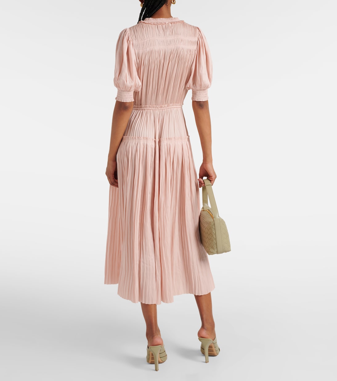 Astrid plissé satin midi dress | Ulla Johnson