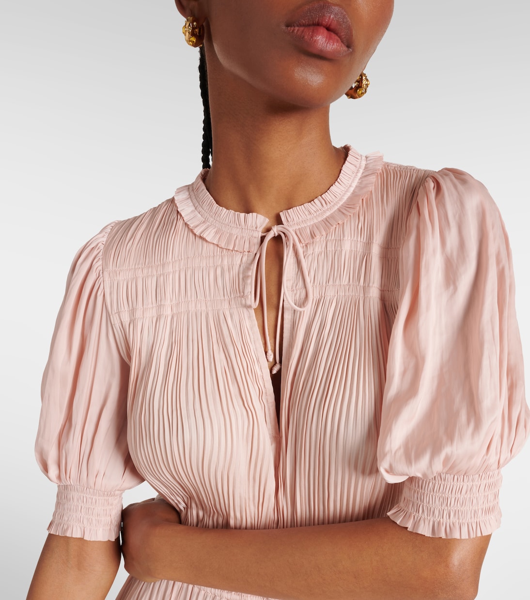 Astrid plissé satin midi dress | Ulla Johnson
