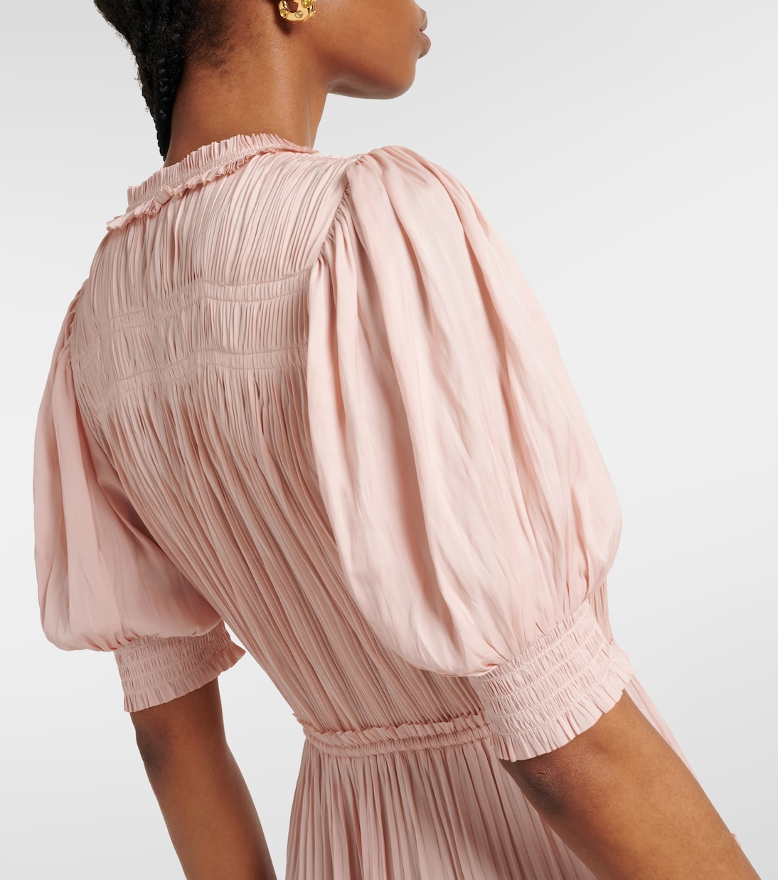 Astrid plissé satin midi dress | Ulla Johnson