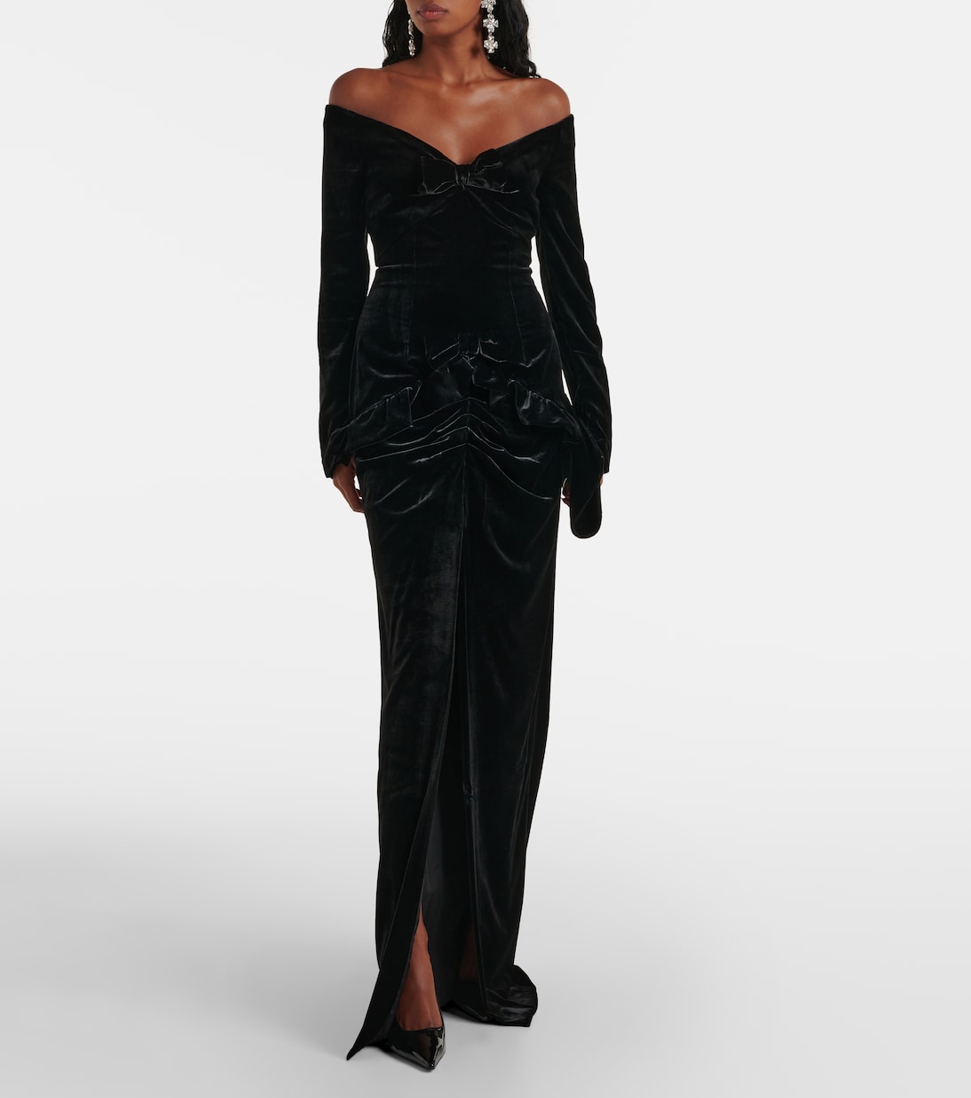 Off-Shoulder-Robe aus Samt | Alessandra Rich