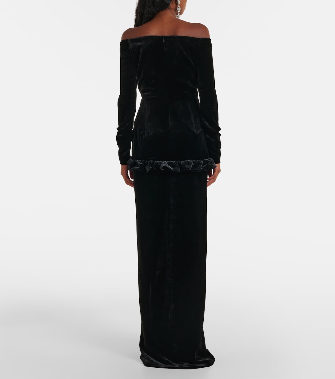 Off-Shoulder-Robe aus Samt | Alessandra Rich