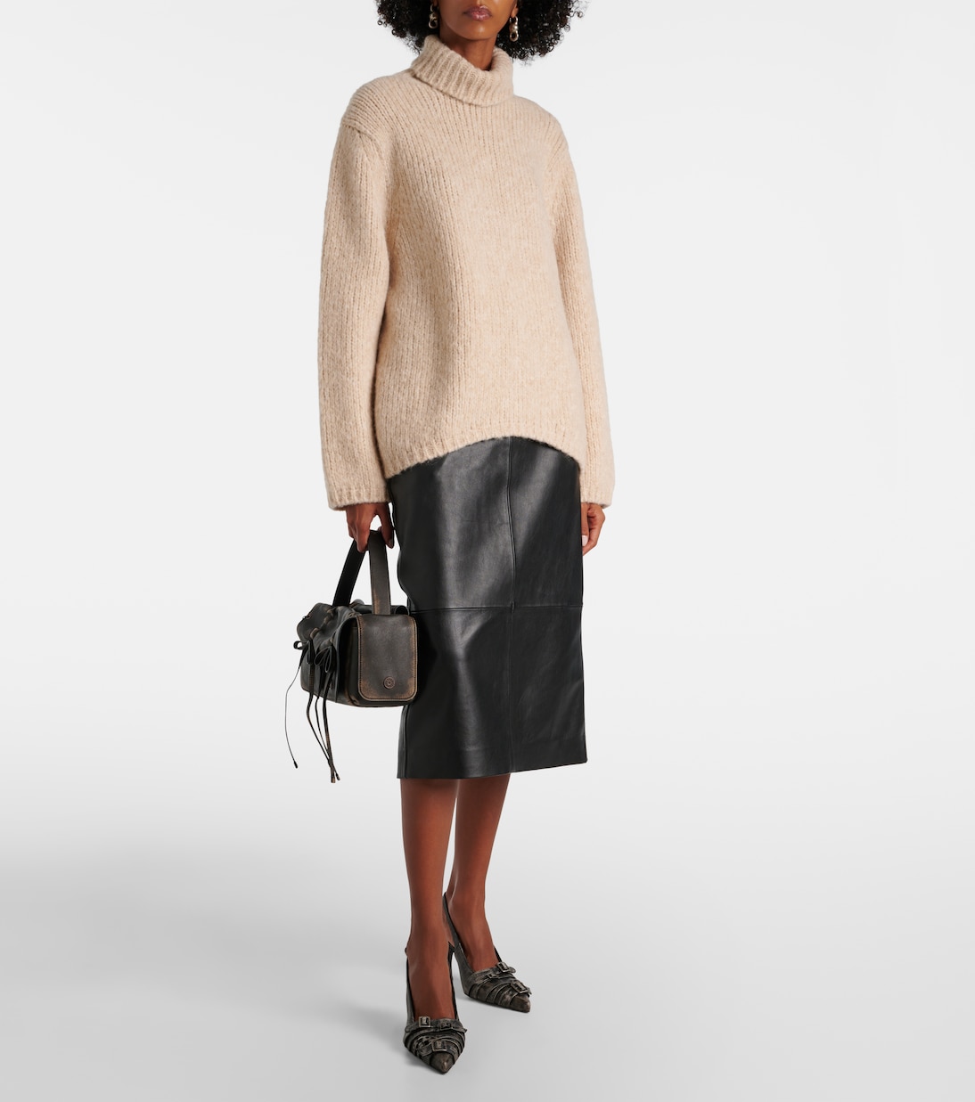 Mid rise leather pencil skirt in black Vince Mytheresa