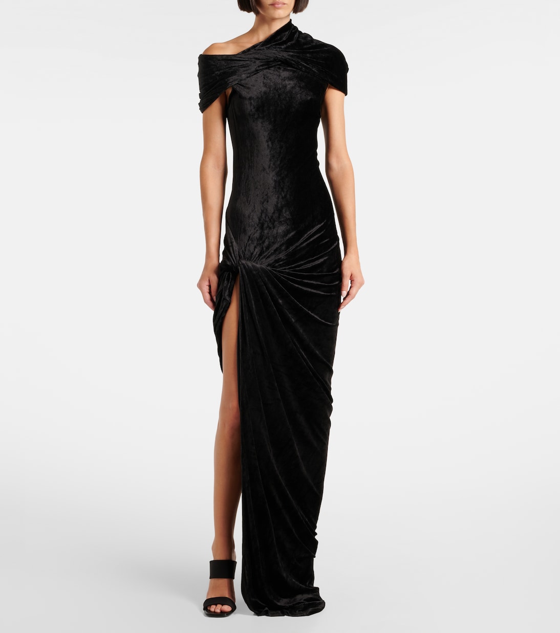 Vestido asimétrico Lola de terciopelo | Rick Owens