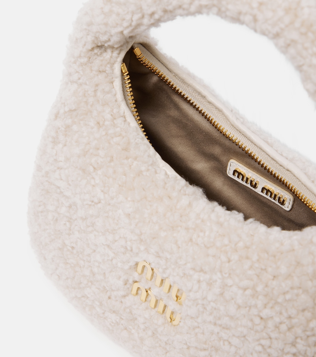 Borsa a spalla Wander Small in shearling | Miu Miu