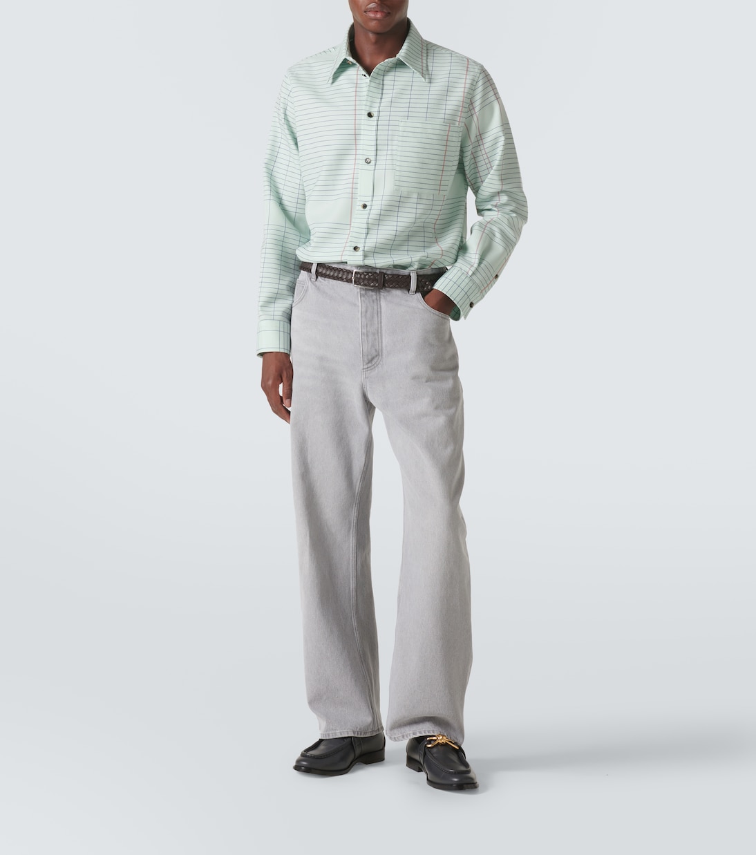 Camicia in twill di lana a quadri | Bottega Veneta